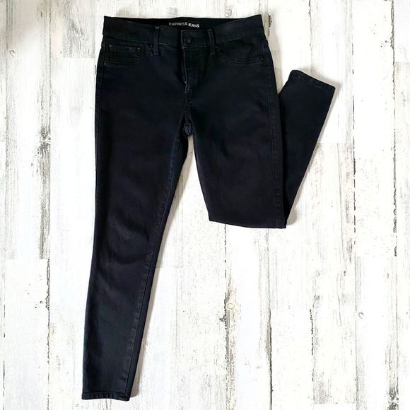 Express Pants - Express Black Extreme Strech Leggins Mid Rize - 4s
